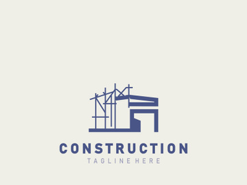 Construction structure line home building and repair logo Design illustration preview picture
