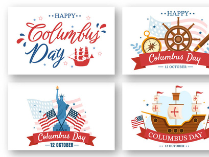 17 Happy Columbus Day National Holiday Illustration