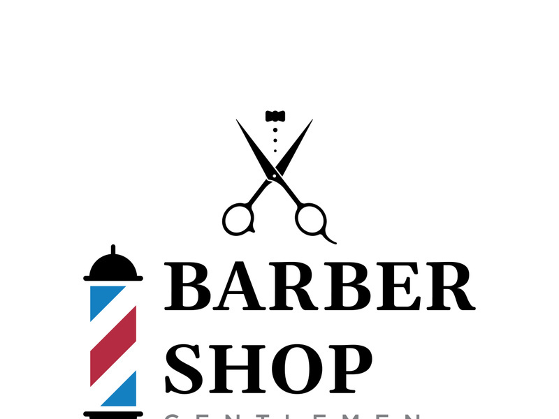 Barbershop logo in vintage style with the concept of scissors, razor and other tools.Logo for business, salon, label and barbershop.