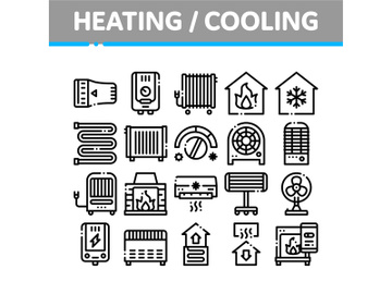 Heating And Cooling Collection Vector Icons Set preview picture