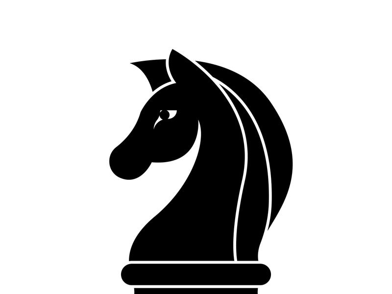 Black Chess Knight Horse Stallion Statue Sculpture silhouette logo design