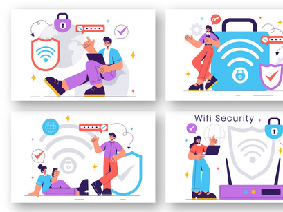 9 WiFi Security Wireless Technology Illustration