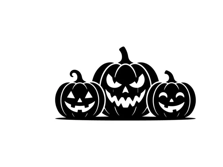 Silhouette of Three Jack-o'-Lanterns for Halloween Decorations
