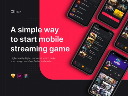 Climax - Live Game Streaming UI Kit for Figma