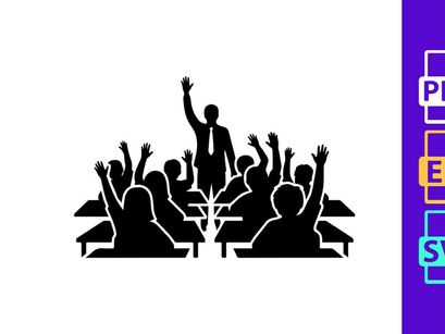 Classroom Raising Hands Icon