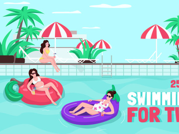 Swimming for two poster flat vector template preview picture