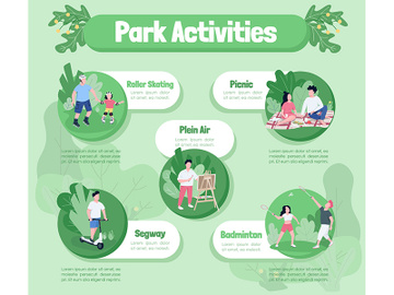 Park activities flat color vector informational infographic template preview picture