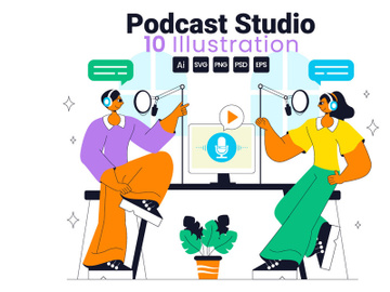 10 Podcast Studio Illustration preview picture
