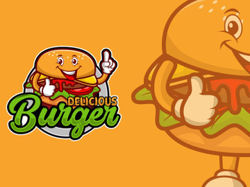 Burger Cartoon mascot Logo Design Template preview picture