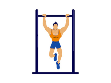 Athlete exercising on bar flat color vector faceless character preview picture