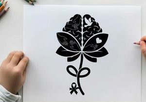 floral emblem with ribbon vector illustration