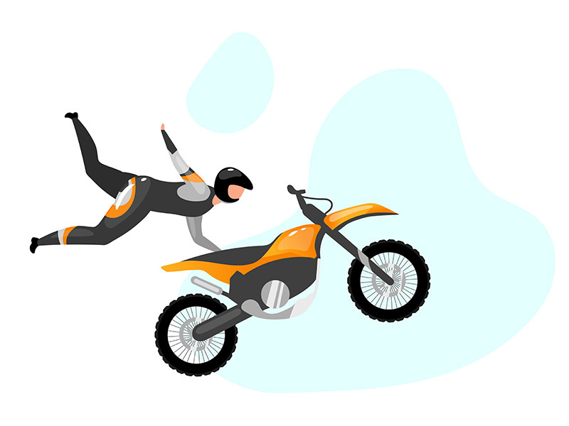 Motorcycle stunts flat vector illustration