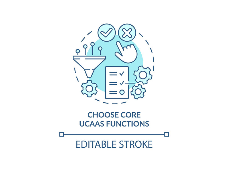 Choose core UCaaS functions turquoise concept icon