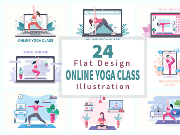 24 Online Lessons Yoga and Meditation Classes Illustration preview picture