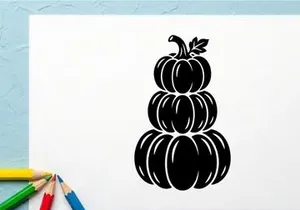 Stylized Pumpkin Stack Illustration for Autumn or Halloween Decor