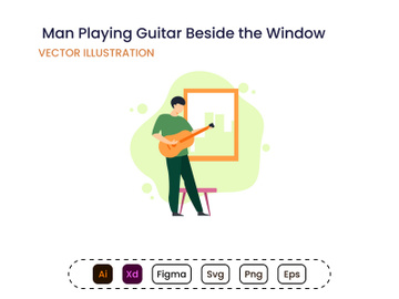 Man Playing Guitar Beside the Window preview picture