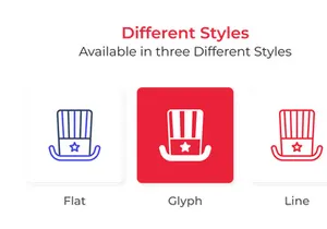 Set of 4th july Colored Line Icons