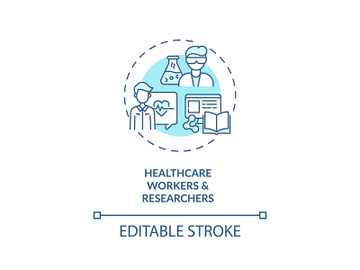 Healthcare workers and researchers concept icon preview picture
