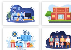 24 Cinema Movie Theater Flat Design Illustration
