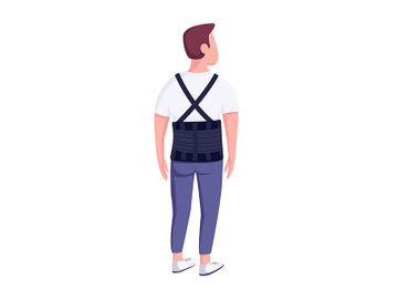 Man in bandage belt flat color vector faceless character preview picture