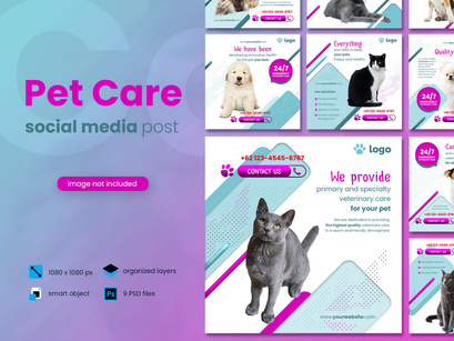 Pet Care Social Media Post template