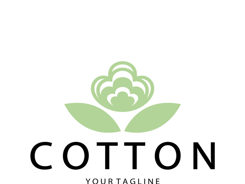 Soft natural organic cotton flower plant logo for cotton plantations, industries,business,textile,clothing and beauty,vector