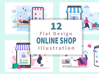 12 Online Shopping Flat Design