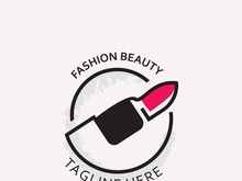 Lipstick logo design for makeup fashion shop and beauty vector cosmetic design template