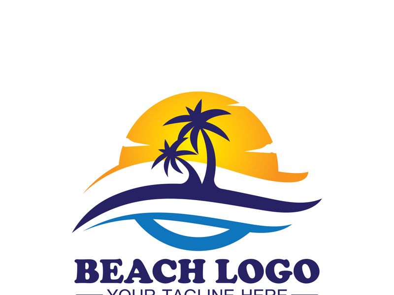Beach logo design Vector template