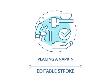 Placing napkin turquoise concept icon preview picture