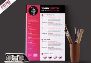 Modern Resume CV Template Free PSD