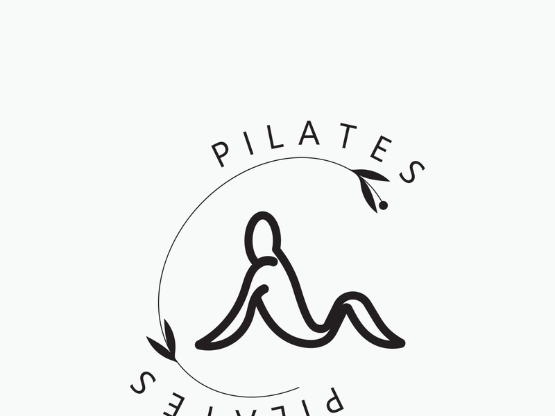 Abstract Pilates Logo, Yoga identity body balance vector monoline Design Template. wellness lifestyle