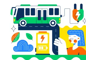 10 Electric Bus Transportation Illustration