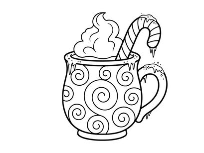 Caneca de chocolate quente com mexerica de bastão para comemoração festiva de Natal