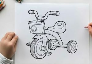 Vintage tricycle with basket vector illustration flat design
