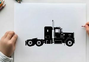 Silhouette of a large semi truck tractor unit