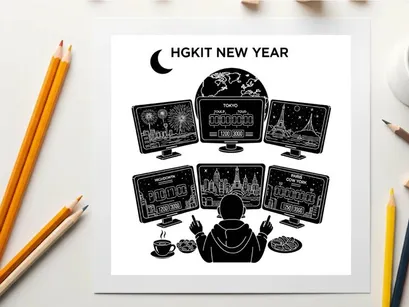 Hgkit new year celebration silhouette graphic