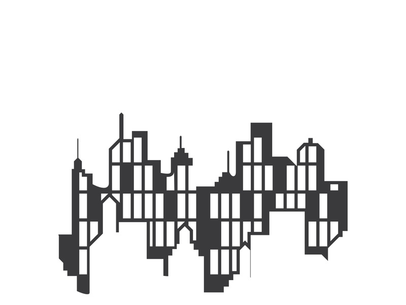 Modern city skyline icon silhouette vector illustration design