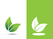 Logos of green tree leaf ecology nature element vector
