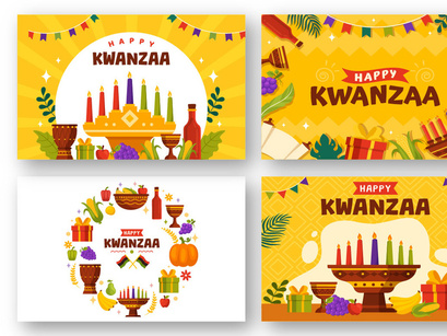 12 Happy Kwanzaa Vector Illustration