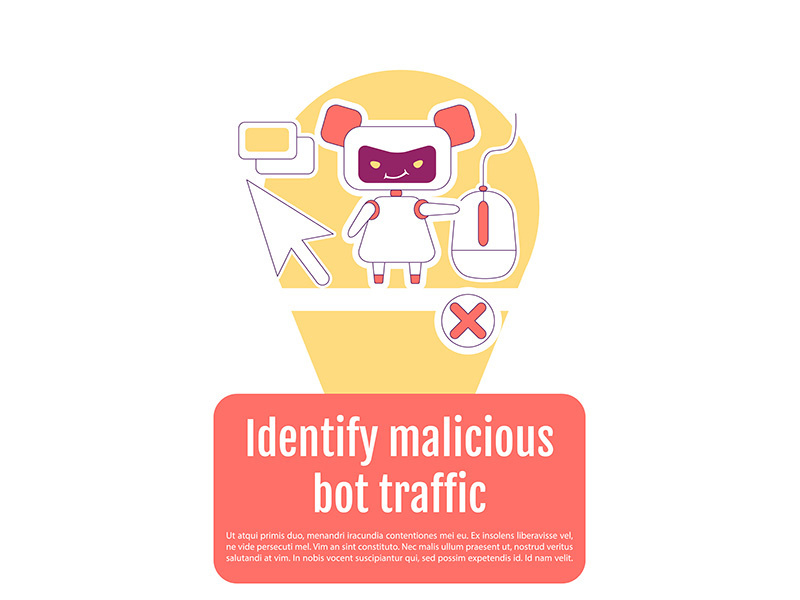 Identity malicious bot poster flat silhouette vector template