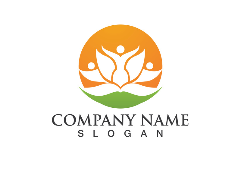 People yoga health in lotus flower logo