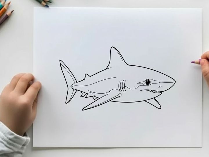 Shark swimming underwater flat design vector illustration