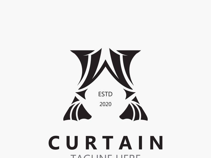 Curtain logo decoration style minimalist elegant vector design illustration