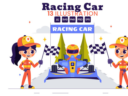 13 Formula Racing Sport Car Illustration