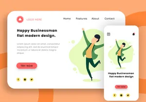 Happy businessman flat modern design.