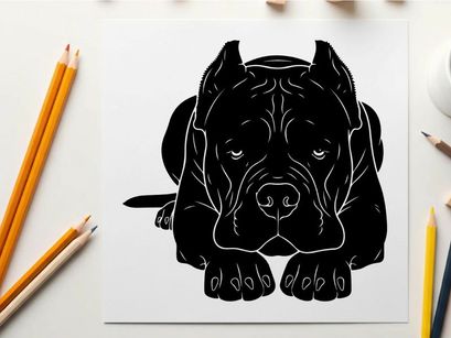 Silhouette of a cane corso dog breed portrait