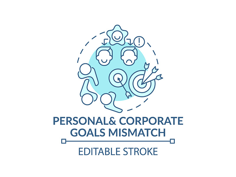 Mismatch of goals concept icon
