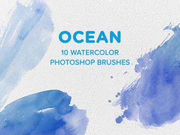 10 Ocean Watercolor Photoshop Brushes preview picture