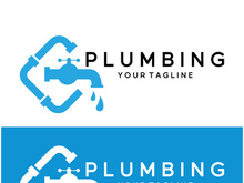 Plumbing logo vector design template. water pipe logo design.Leaking water logotype,Design Concept, Creative Symbol, Icon